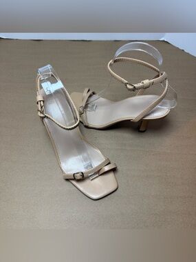 Abercrombie & Fitch Nude Beige Strappy Mid-Heel Sandals